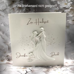 Glückwunschkarte zur Hochzeit SEHR EDEL "mit Keramikbrautpaar" Design 115 NICHT für den Postversand geeignet!!