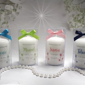 Guest gift candle "blossoms" for confirmation, communion or baptism, personalized design 301