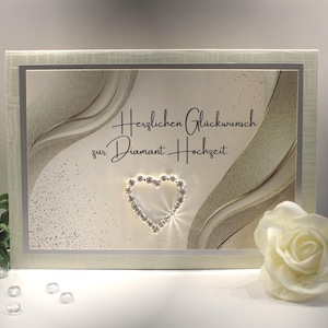 Glückwunschkarte zur Diamant Hochzeit "Diamantherz" äußerst edel!! Design 113