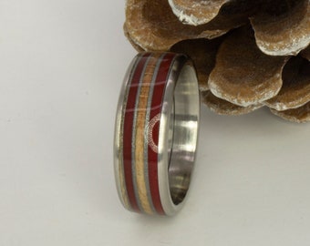 Ring aus Holzfurnieren Metallpulver und Edelstahl