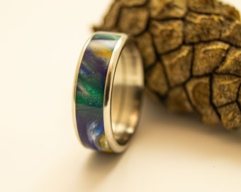 Ring aus Edelstahl und Kunstharz Multicolor