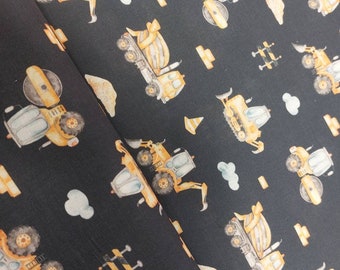 11,90 Euro/meter cotton fabric with excavators and construction site vehicles