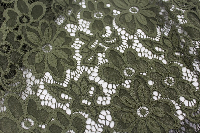 14,90 Euro/Meter lace fabric in LT Khaki 026 image 1