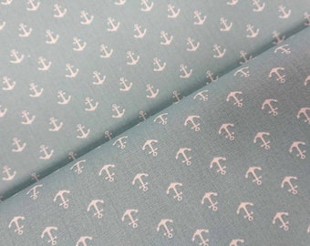 9,90 Euro/meter cotton fabric with anchors small, mint, series