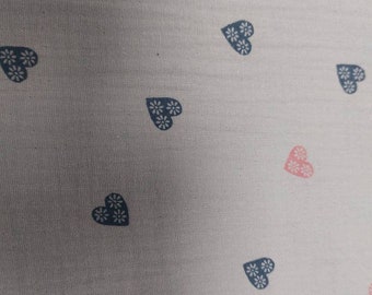 12,90 Euro/meter muslin fabric, hearts on blue