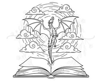 Dragon Book SVG, Fourth Wing Inspired Digital Cut File, Fantasy Reader PNG,