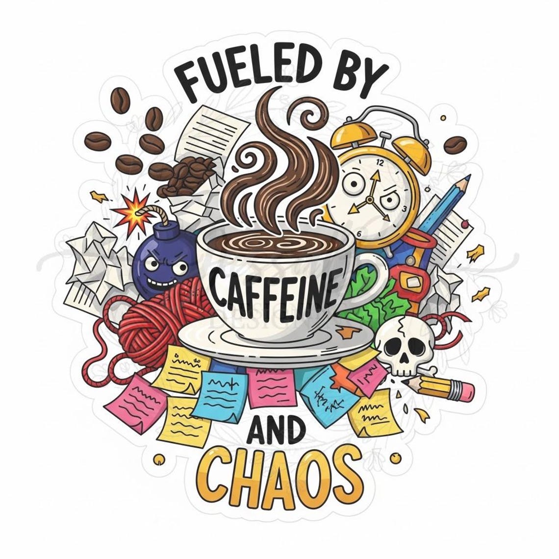 Fueled by Caffeine and Chaos PNG File | Sarcastic Coffee Lover Shirt ...