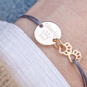 Personalized bracelet engraving paw print, engraving bracelet paw pendant, memorial bracelet dog, 925 silver bracelet rose gold, gift