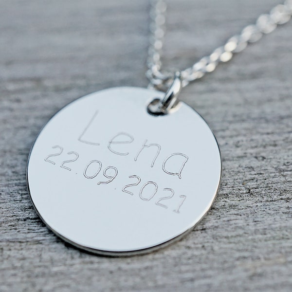 Personalisierte Gravur Kette • 925er Silberkette mit Gravur Anhänger • personalisiertes Geschenk • Familienkette • Namenskette