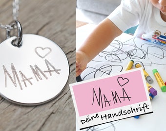 Personalized necklace children's drawing, name necklace desired engraving, family necklace name engraving, personalized Christmas gift