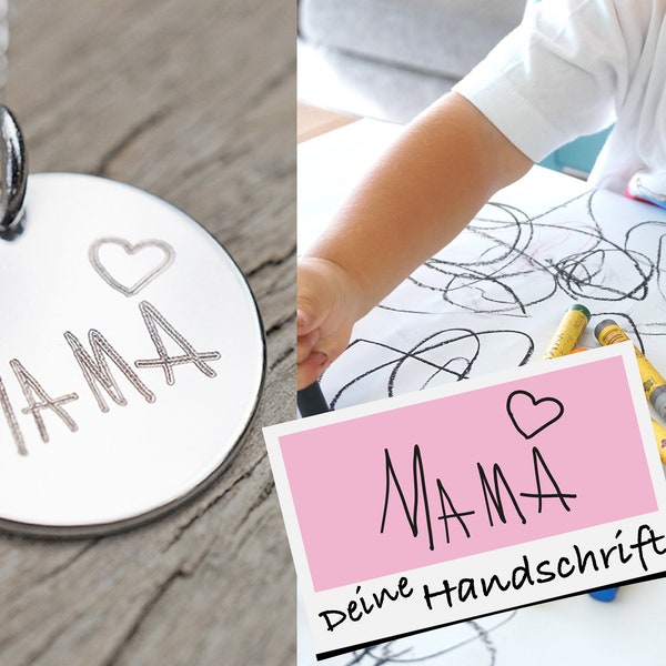 Personalisierte Kette Kinderzeichnung, Namenskette Wunschgravur, Familienkette Namensgravur, personalisiertes Geschenk Weihnachten