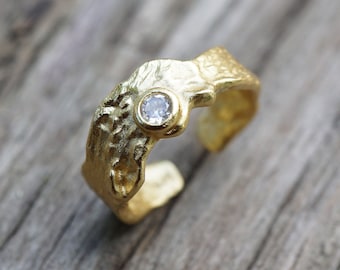 Silberring vergoldet verstellbar • minimalistischer Ring • Stapelring • offener Ring • Alltäglicher Statement Ring • 925er Sterling Silber