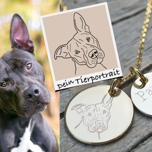 Personalized necklace engraving animal portrait, individual engraving necklace dog cat, pet memorial jewelry, customizable gift