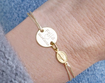 Armband personalisiert Gravur Kommunion, Gravurarmband mit Namen, Freundschaftsarmband Gold, personalisiertes Geschenk Freundin Weihnachten