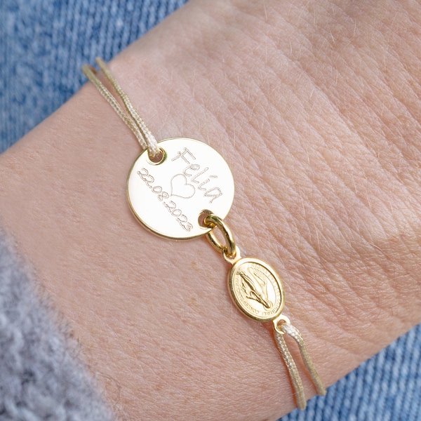 Bracelet personalized engraving communion, engraving bracelet with name, friendship bracelet gold, personalized gift girlfriend Christmas