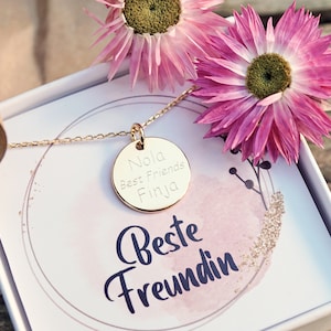 Freundinnen Kette personalisiert • Namenskette • Plättchen Kette • personalisierte Halskette Rosegold • Kette mit Gravur • Geschenk für Sie