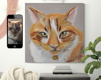 Custom cat painting, painting of your cat from photo, cat portrait, cat canvas, cat painting, cat memorial gift, cat mom, Cat Portrait,