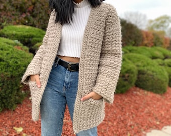 Crochet Moss Stitch Alpaca Sweater Pattern: Women's Sizes XS-XXL (PDF Pattern)