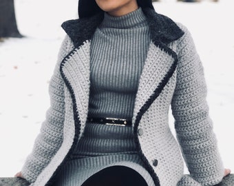Crochet Jacket Pattern pdf for US women&#39;s sizes XS-XXL, Pdf file and video tutorial, crochet sweater, crochet jacket pattern,