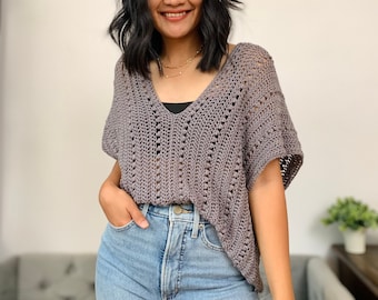 Modèle au crochet : modèle de haut d'été au crochet Fichier PDF et tutoriel vidéo pour femmes tailles XS - XXL, blouse d'été au crochet, haut au crochet