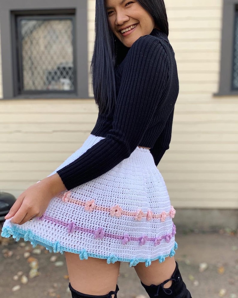 Crochet Skirt Pattern, pdf file, photo tutorial and video tutorial, includes US women's sizes XS-XXL. crochet pattern image 2