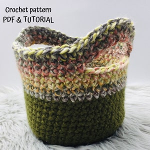 Crochet basket Pattern DIY Home Décor,  PDF file and video tutorial, Decorative Crochet Basket, crochet pattern