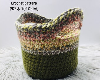 Crochet basket Pattern DIY Home Décor,  PDF file and video tutorial, Decorative Crochet Basket, crochet pattern