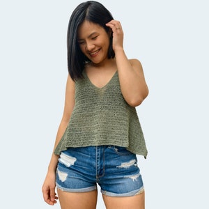 Easy Crochet Tank Top Pattern PDF and bonus Video Tutorial includes women's sizes XS-XXL, a simple easy crochet top for summer image 3