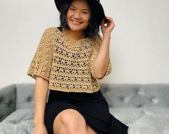 Lacy summer top crochet pattern PDF file and video tutorial for us women&#39;s sizes XS-XXL, crochet top, crochet pattern, crochet summer top