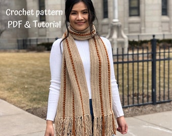 Crochet scarf pattern : PDF file and video tutorial, crochet spring scarf, crochet scarf for women, crochet scarf pattern, crochet pattern