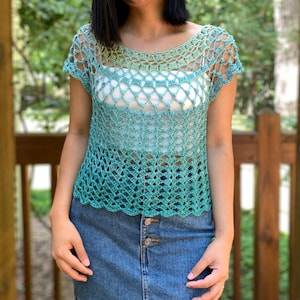 Crochet lace summer top pattern for women's sizes XS-XXL (PDF digital download and video tutorial), lace crochet pattern, crochet summer top