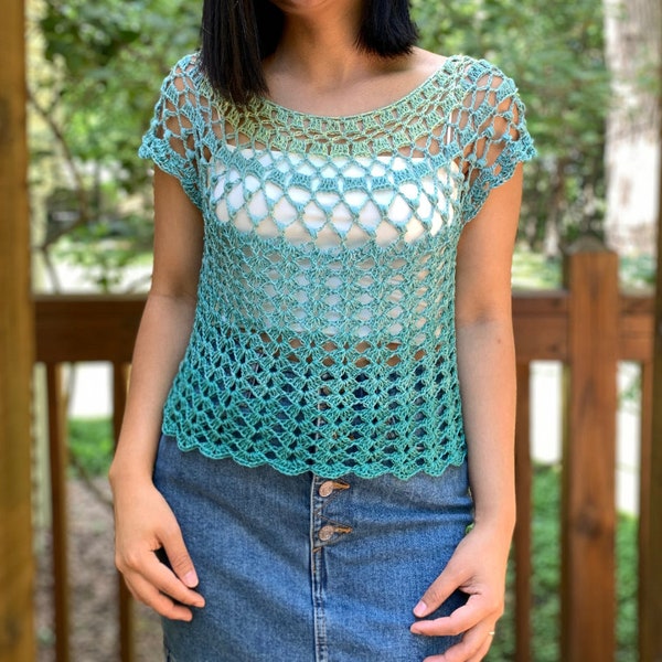 Crochet lace summer top pattern for women's sizes XS-XXL (PDF digital download and video tutorial), lace crochet pattern, crochet summer top