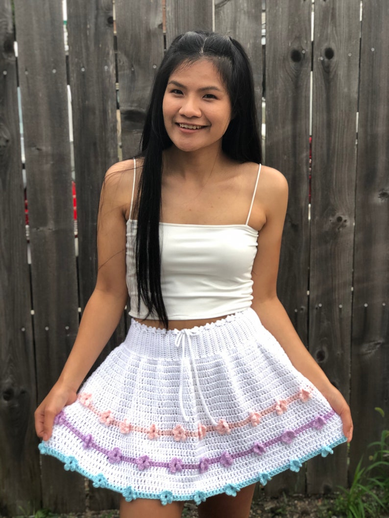 Crochet Skirt Pattern, pdf file, photo tutorial and video tutorial, includes US women's sizes XS-XXL. crochet pattern image 5