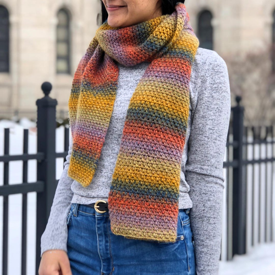 Crochet Scarf Pattern Pdf File and Video Tutorial, Beginner