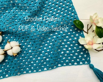 Crochet Blanket Pattern | Granny Stripe Blanket PDF digital download and video tutorial, crochet breezy blanket pattern, crochet pattern