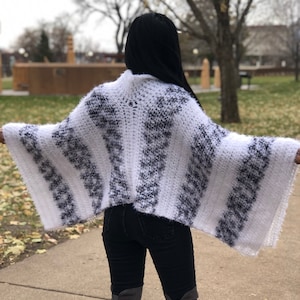 Crochet Cozy Poncho PDF file Pattern and Video Tutorial for us women's sizes XS-4XL, crochet poncho pattern, crochet winter image 3