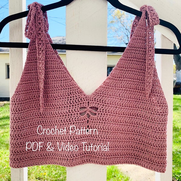 Modèle de haut au crochet, fichier pdf, tutoriel photo et tutoriel vidéo, comprend les tailles femmes américaines XS-XXL, modèle au crochet