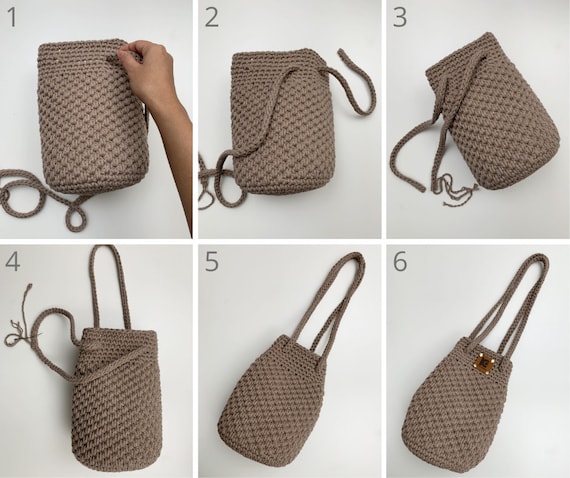 Brown Box Crescent shoulder bag with crochet strap - Collagerie