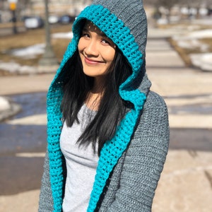 Crochet sweater hoodie pattern us women's XS - XXL : PDF file/Photo and video tutorial, crochet pattern, crochet sweater, crochet hoodie,