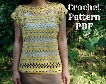 Crochet top pattern PDF XS-XL : By KintcroAddict