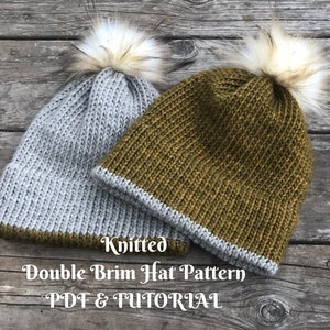 Double brim hat knitting pattern Perfect holiday season custom gift / Christmas gift