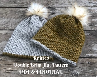 Double brim hat knitting pattern Perfect holiday season custom gift / Christmas gift