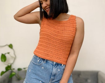 Women's crop top crochet pattern (XS-XXL) includes pdf file and video tutorial