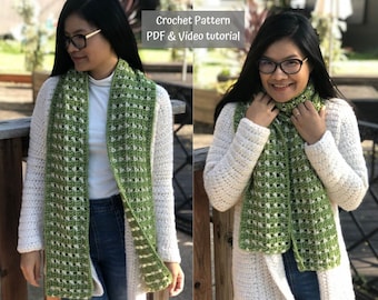 crochet pattern : crochet scarf pattern pdf file and video tutorial, pattern, crochet pattern, scarf pattern