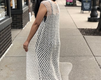 Crochet Vest Pattern: Easy Summer Long Vest, PDF File, Video Tutorial (XS-XXL)