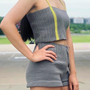 Shorts & Top Crochet matching outfit pattern PDF file set, photo tutorial and video tutorial XS-XXL, crochet top and shots pattern