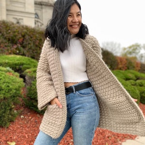 Crochet Even Moss Stitch Sweater PDF Pattern and Video tutorial Instant Download Crochet Sweater Pattern 画像 3