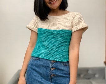 Women's crochet pullover top pattern PDF pattern and video tutorial (XS-XXL)