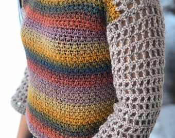 Pull Over Cardigan Sweater Crochet Pattern PDF Instant Download and Video Tutorial