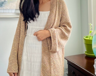 Easy Knitted Cardigan Pdf digital download pattern US women's XS-XXL with video tutorial